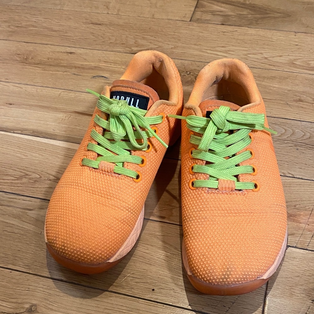 Nobull Orange Sneakers with Green Laces
